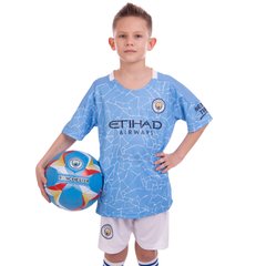 Форма футбольна дитяча MANCHESTER CITY домашня 2021 SP-Planeta CO-2492 (р-р 20-30,6-14років, 110-165см, синій)