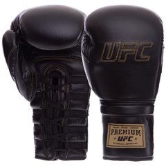 Боксерські рукавиці шкіряні UFC PRO Prem Lace Up UHK-75044 12 унцій чорний