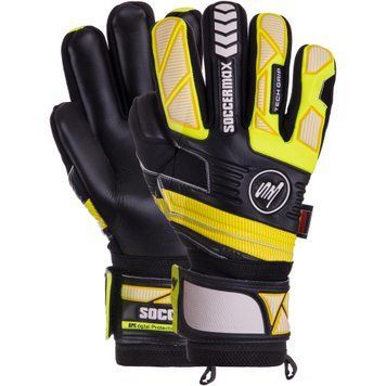 Перчатки вратарские SOCCERMAX GK-019 8 размер черный-желтый