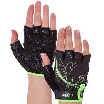 Перчатки для фитнеса и тренировок Zelart SB-161743 Черный-салатовый M