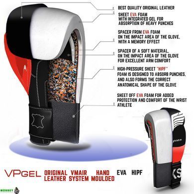 Боксерские перчатки V`Noks Potente Red 16 ун.
