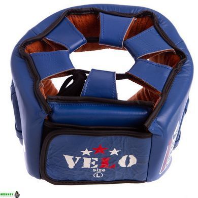 Шолом боксерський професійний шкіряний AIBA VELO 3081 XL синій