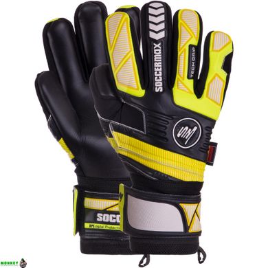 Воротарські рукавиці SOCCERMAX GK-019 розмір 8-10 чорний-жовтий