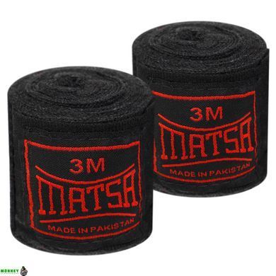 Бинти боксерські бавовна з еластаном MATSA MA-0031-3 Чорний 3м