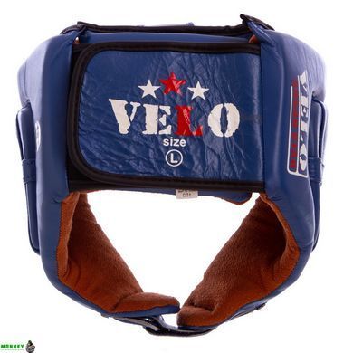 Шолом боксерський професійний шкіряний AIBA VELO 3081 XL синій