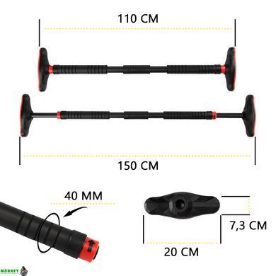 Турнік розсувний Cornix Pro 100-150 см XR-0285 Black/Red