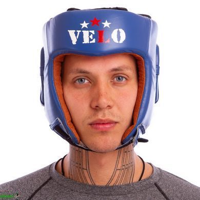 Шолом боксерський професійний шкіряний AIBA VELO 3081 XL синій