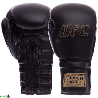 Боксерські рукавиці шкіряні UFC PRO Prem Lace Up UHK-75044 12 унцій чорний