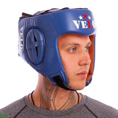 Шолом боксерський професійний шкіряний AIBA VELO 3081 XL синій