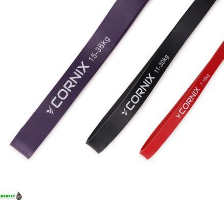 Эспандер-петля Cornix Power Band 7-38 кг (резина для фитнеса и спорта) набор 3 шт XR-0259