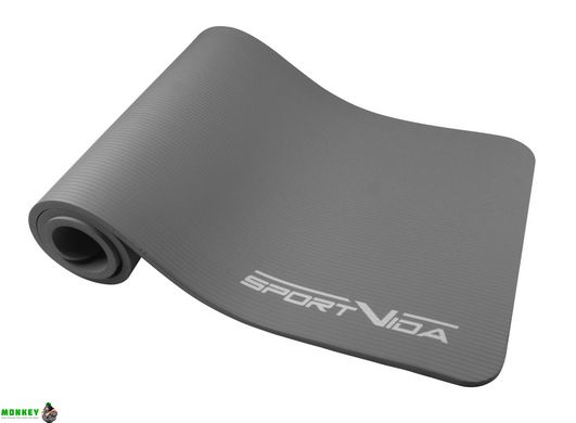 Коврик (мат) для йоги та фітнесу SportVida NBR 1.5 см SV-HK0249 Grey