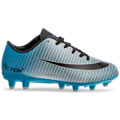 Бутси футбольне взуття дитяче Pro Action VL17562-TPU-28-35-BSB BL/SIL/BLK розмір 28-35 (верх-TPU, підошва-RB, блакитний-сірий)