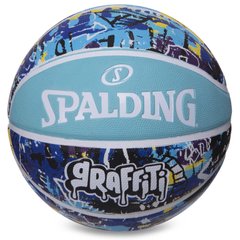 Мяч баскетбольный резиновый №7 SPALDING 84373Y GRAFFITI (резина, бутил, голубой-синий)