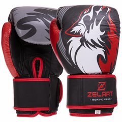 Перчатки боксерские кожаные Zelart VL-3084 8-14 унций черный