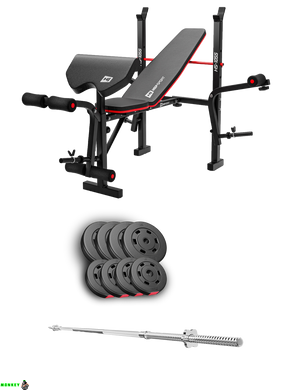 Набор Hop-Sport Premium 39 кг со скамьей HS-1055 Pro и штангой