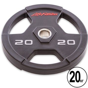 Диски для штанги поліуретанові LIFE FITNESS SC-80154-20 51мм 20кг чорний