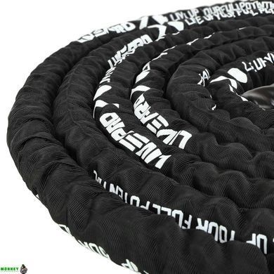 Канат для кросфіту в захисному рукаві BATTLE ROPE LiveUp LP8172-9 9м чорний