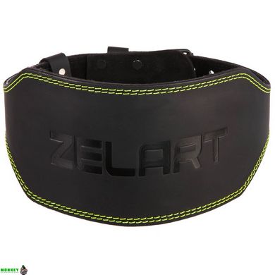 Пояс атлетический кожаный Zelart VL-3349 размер-M-XXL черный