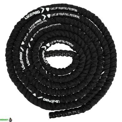 Канат для кросфіту в захисному рукаві BATTLE ROPE LiveUp LP8172-9 9м чорний