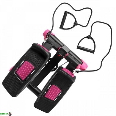 Степпер поворотный (мини-степпер) с эспандерами SportVida SV-HK0360 Black/Pink