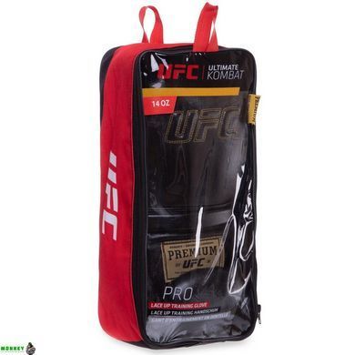 Боксерські рукавиці шкіряні UFC PRO Prem Lace Up UHK-75045 14 унцій чорний