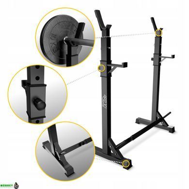 Стійки під штангу 4FIZJO Pro регульовані, зі страховкою Black (P-5905973402668)