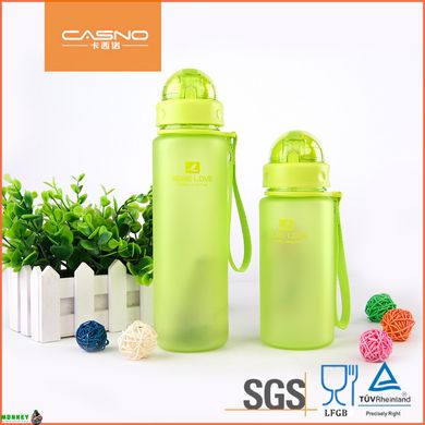 Бутылка для воды CASNO 400 мл MX-5028 More Love Зеленая с соломинкой