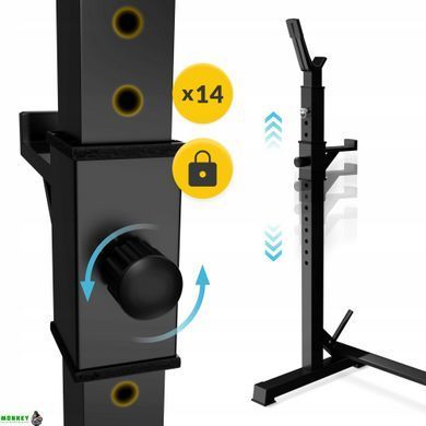 Стійки під штангу 4FIZJO Pro регульовані, зі страховкою Black (P-5905973402668)