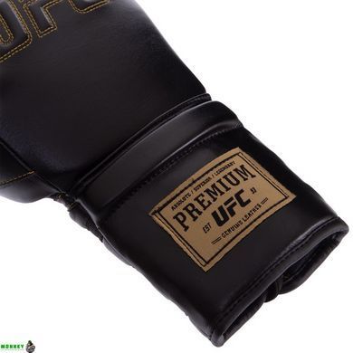 Боксерські рукавиці шкіряні UFC PRO Prem Lace Up UHK-75045 14 унцій чорний