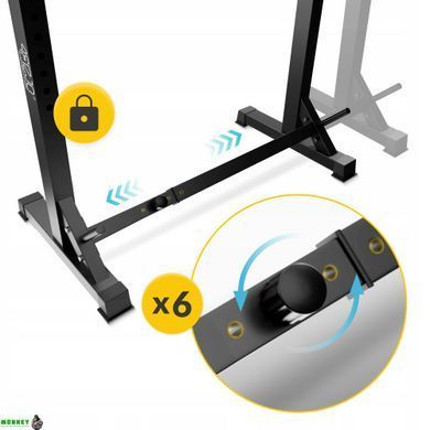 Стійки під штангу 4FIZJO Pro регульовані, зі страховкою Black (P-5905973402668)