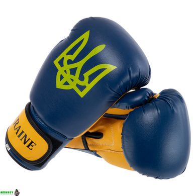 Перчатки боксерские UKRAINE MA-7555 2-16 унций синий-желтый
