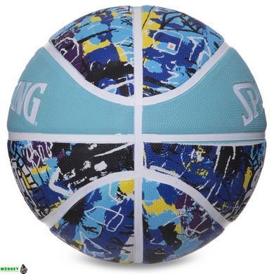 М'яч баскетбольний гумовий №7 SPALDING 84373Y GRAFFITI блакитний-синій