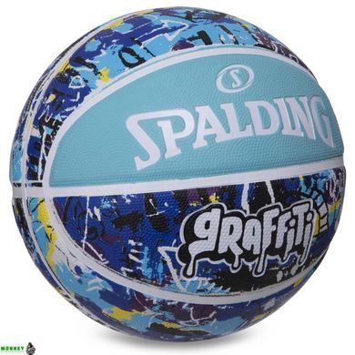 М'яч баскетбольний гумовий №7 SPALDING 84373Y GRAFFITI блакитний-синій