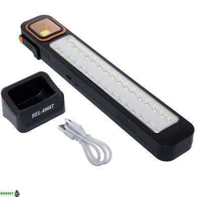 Світильник аварійного освітлення з акумулятором X-BALOG HEL-6866-1 (48 SMD led, USB вхід, акум., сон.бат., р-р 42,5х7см, чорний)