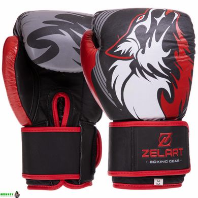 Перчатки боксерские кожаные Zelart VL-3084 8-14 унций черный