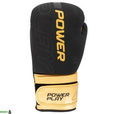 Боксерські рукавиці PowerPlay 3024 Ultra Mat Чорно-Золоті 12 унцій