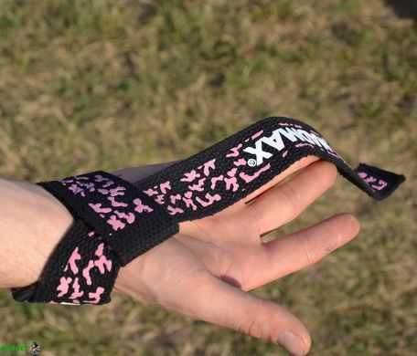 Лямки для тяги MadMax Camo Power Wrist Camo/Pink