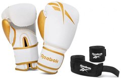 Набор боксерских перчаток и бинтов Reebok Boxing Gloves & Wraps Set белый, золото Муж 12 унций