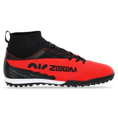 Сороконожки обувь футбольная с носком ZOOM 221212-2 BLACK/RED размер 40-45 (верх-PU, подошва-RB, черный-красный)