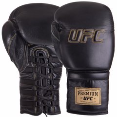 Боксерські рукавиці шкіряні UFC PRO Prem Lace Up UHK-75047 18 унцій чорний