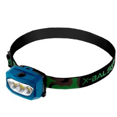 Ліхтарик налобний X-BALOG 933 (пластик, 3 світлодіоди, на батарейках (3 AAA), блакитний)