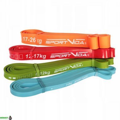 Еспандер-петля SportVida Power Band 4 шт 0-26 кг (резина для фітнесу і спорту) SV-HK0341
