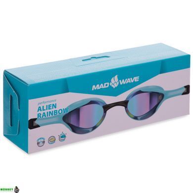 Очки для плавания MadWave ALIEN Rainbow M042729 Голубой-черный