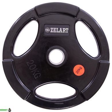 Диски для штанги обгумовані Zelart Z-HIT TA-5160-20 51мм 20кг чорний