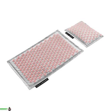 Коврик акупунктурный с подушкой 4FIZJO Eco Mat Аппликатор Кузнецова 68 x 42 см 4FJ0228 Grey/Pink
