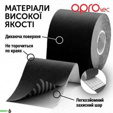 Кинезиологический тейп OPROtec Kinesiology Tape Black (TEC57541) 5см*5м
