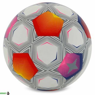 М'яч футбольний №5 PU ламін. Клеєний SP-Sport FB-9825 Білий-синій-помаранчевий