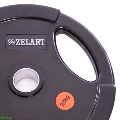 Диски для штанги обгумовані Zelart Z-HIT TA-5160-20 51мм 20кг чорний