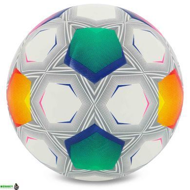 М'яч футбольний №5 PU ламін. Клеєний SP-Sport FB-9825 Білий-синій-помаранчевий