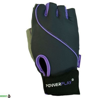 Перчатки для фитнеса и тяжелой атлетики PowerPlay 1725 A женские серо-фиолетовые S